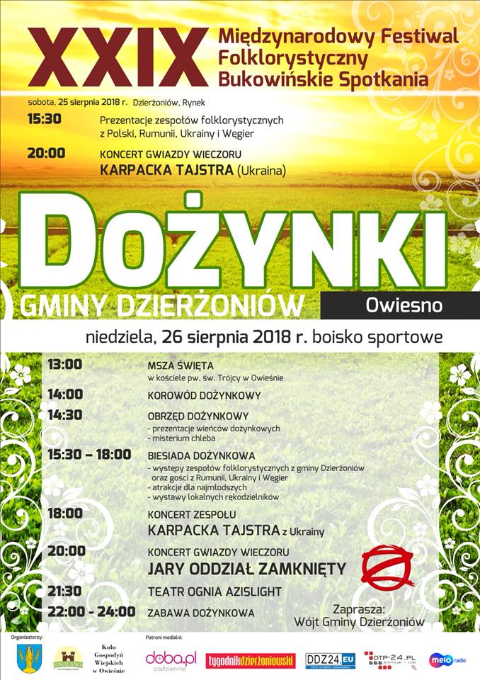 Jary ODDZIAŁ ZAMKNIĘTY - Owiesno - XXIX Międzynarodowy Festiwal Folklorystyczny Bukowieńskie Spotkania - Dożynki Gminy Dzierżoniów.